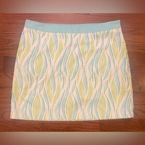 Greg Norman Collection Golf Skort Size 14 White/Teal/Green Side Zip Back Pocket